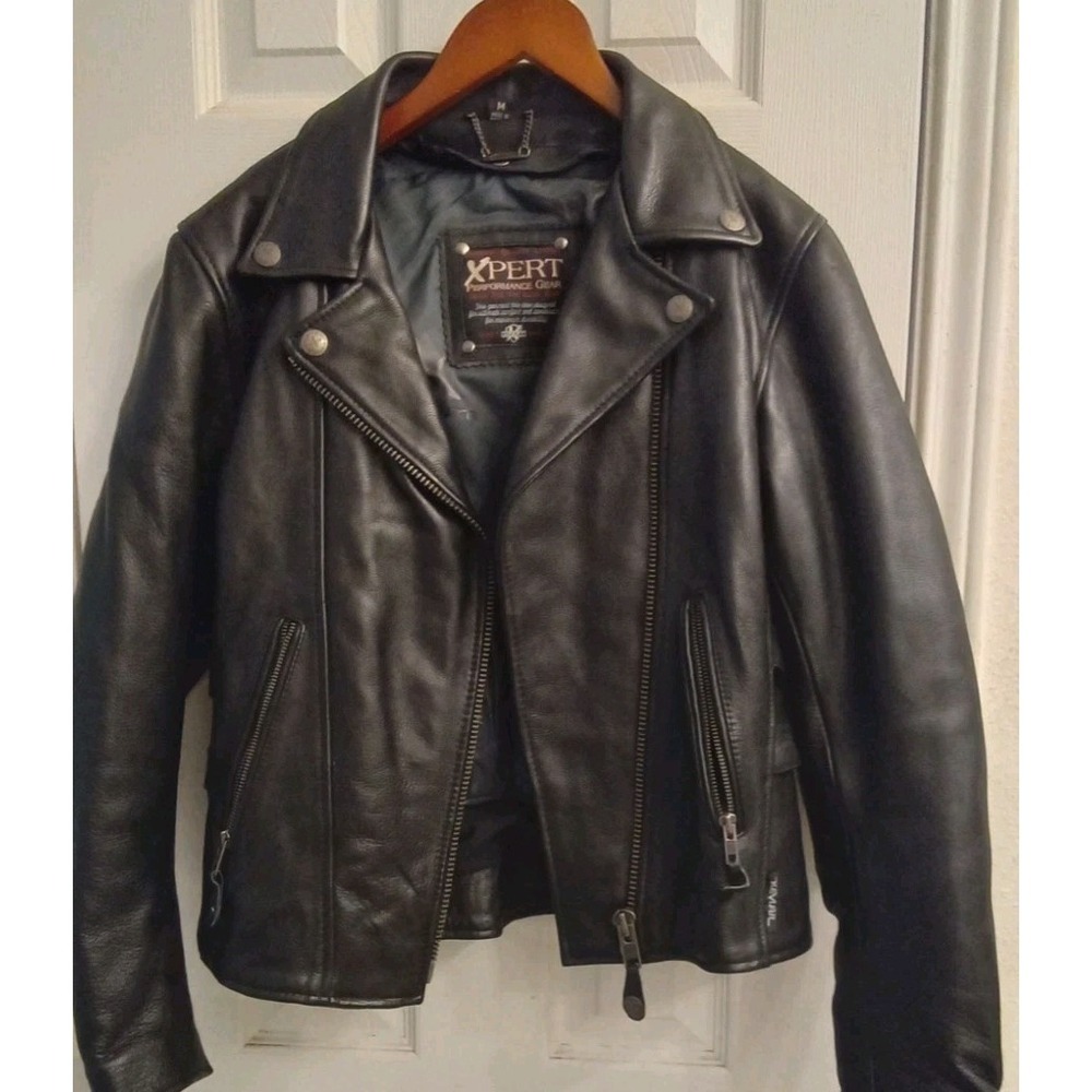 Xpert Performance Gear Leather Motorcycle Jacket Biker‎ Moto Black M